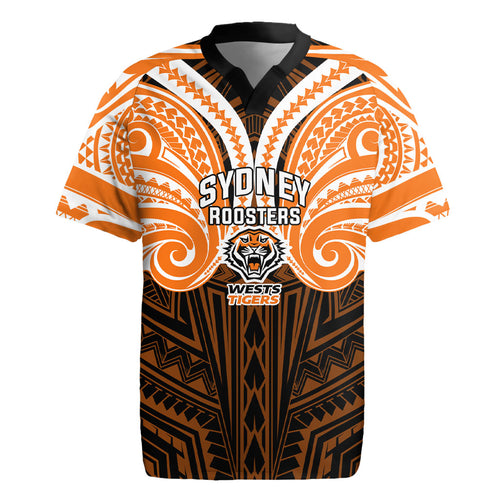 Custom Wests Tigers Rugby Jersey TigerWarrior Polynesia Islander Rugby Mascot