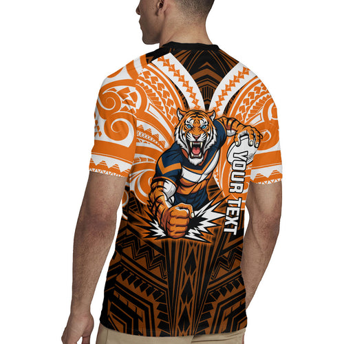 Custom Wests Tigers Rugby Jersey TigerWarrior Polynesia Islander Rugby Mascot