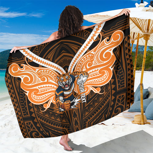 Custom Wests Tigers Sarong TigerWarrior Polynesia Islander Rugby Mascot