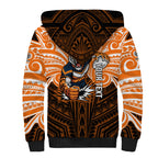 Custom Wests Tigers Sherpa Hoodie TigerWarrior Polynesia Islander Rugby Mascot