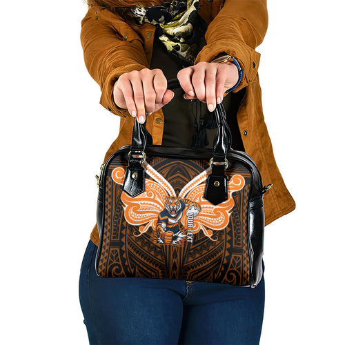 Custom Wests Tigers Shoulder Handbag TigerWarrior Polynesia Islander Rugby Mascot