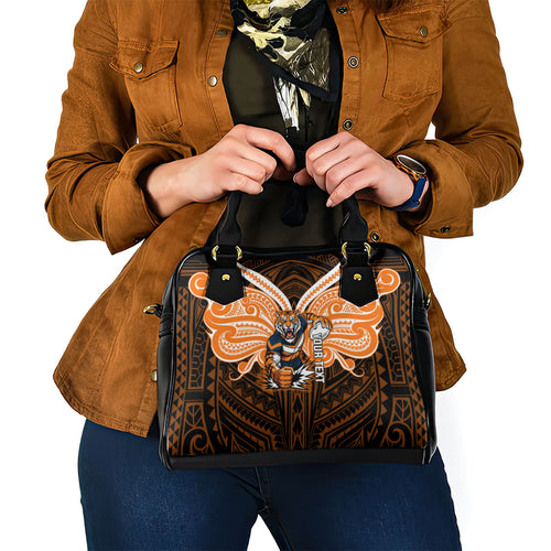 Custom Wests Tigers Shoulder Handbag TigerWarrior Polynesia Islander Rugby Mascot