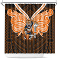 Custom Wests Tigers Shower Curtain TigerWarrior Polynesia Islander Rugby Mascot