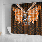 Custom Wests Tigers Shower Curtain TigerWarrior Polynesia Islander Rugby Mascot