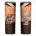 Custom Wests Tigers Skinny Tumbler TigerWarrior Polynesia Islander Rugby Mascot