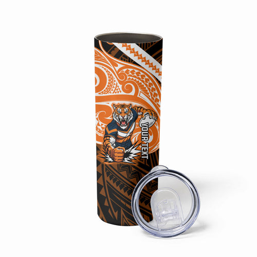 Custom Wests Tigers Skinny Tumbler TigerWarrior Polynesia Islander Rugby Mascot