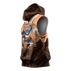 Custom Wests Tigers Sleeveless Hoodie TigerWarrior Polynesia Islander Rugby Mascot