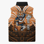 Custom Wests Tigers Sleeveless Puffer Jacket TigerWarrior Polynesia Islander Rugby Mascot