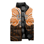 Custom Wests Tigers Sleeveless Puffer Jacket TigerWarrior Polynesia Islander Rugby Mascot