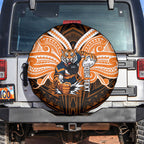 Custom Wests Tigers Spare Tire Cover TigerWarrior Polynesia Islander Rugby Mascot