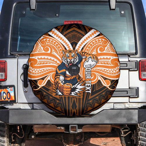 Custom Wests Tigers Spare Tire Cover TigerWarrior Polynesia Islander Rugby Mascot