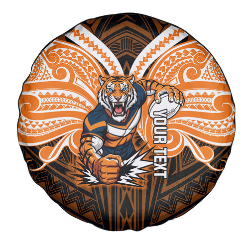Custom Wests Tigers Spare Tire Cover TigerWarrior Polynesia Islander Rugby Mascot