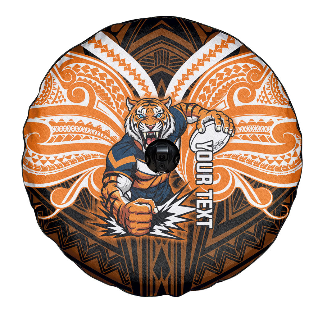 Custom Wests Tigers Spare Tire Cover TigerWarrior Polynesia Islander Rugby Mascot