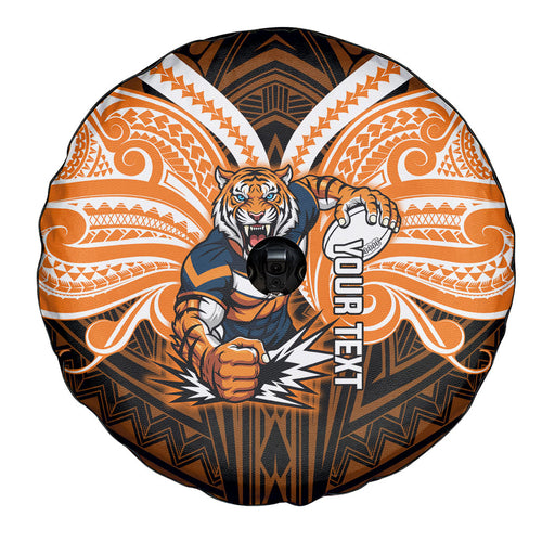 Custom Wests Tigers Spare Tire Cover TigerWarrior Polynesia Islander Rugby Mascot