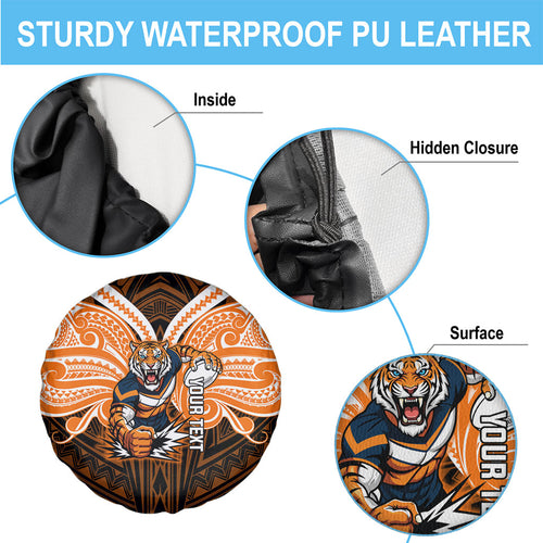 Custom Wests Tigers Spare Tire Cover TigerWarrior Polynesia Islander Rugby Mascot