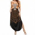 Custom Wests Tigers Summer Maxi Dress TigerWarrior Polynesia Islander Rugby Mascot
