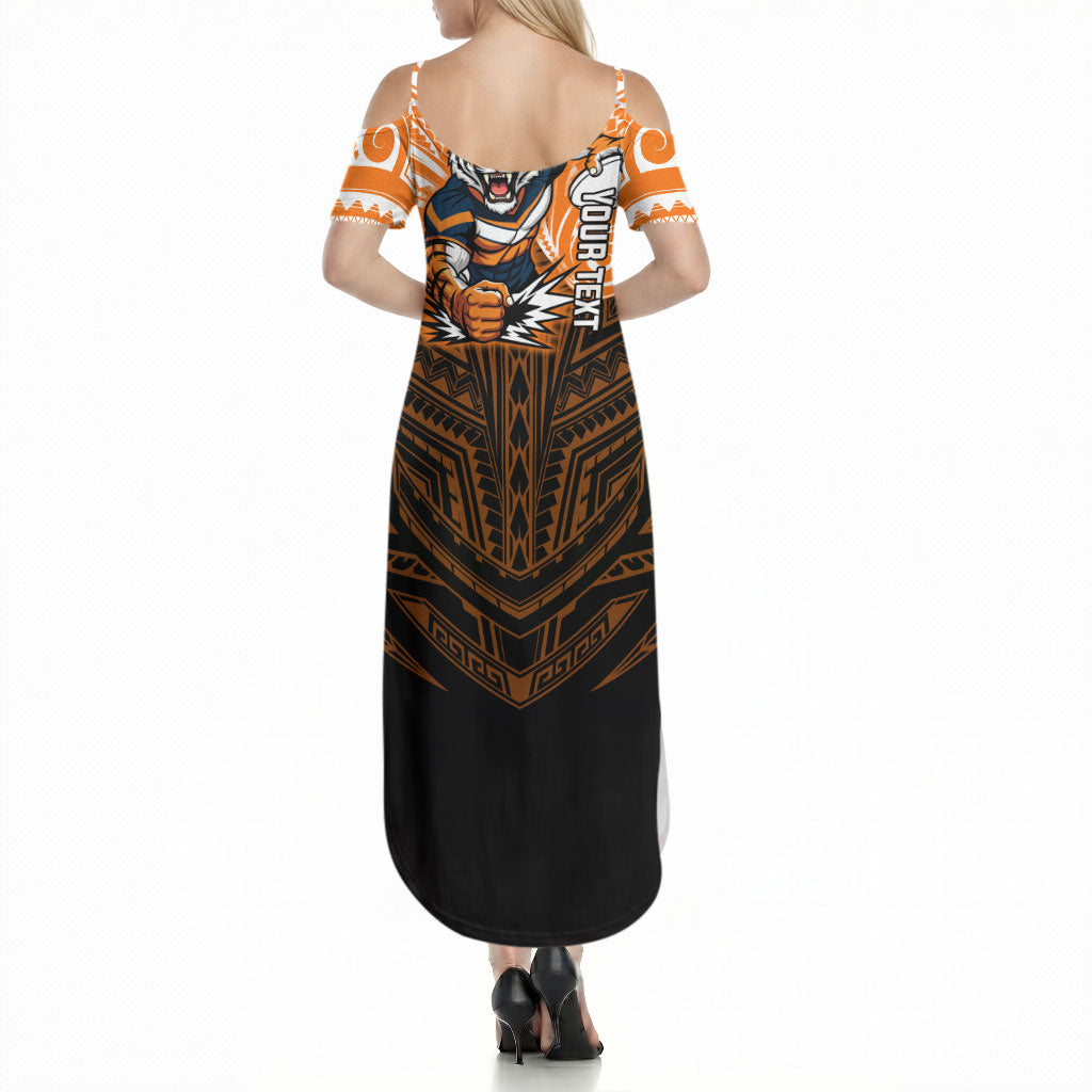 Custom Wests Tigers Summer Maxi Dress TigerWarrior Polynesia Islander Rugby Mascot
