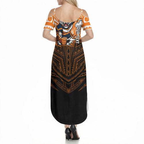 Custom Wests Tigers Summer Maxi Dress TigerWarrior Polynesia Islander Rugby Mascot