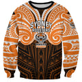 Custom Wests Tigers Sweatshirt TigerWarrior Polynesia Islander Rugby Mascot