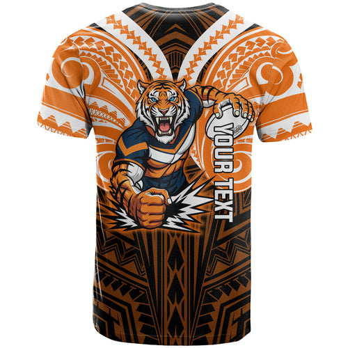 Custom Wests Tigers T Shirt TigerWarrior Polynesia Islander Rugby Mascot