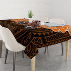 Custom Wests Tigers Tablecloth TigerWarrior Polynesia Islander Rugby Mascot