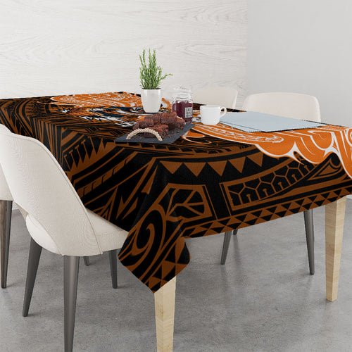 Custom Wests Tigers Tablecloth TigerWarrior Polynesia Islander Rugby Mascot