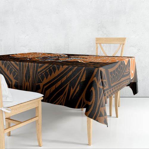 Custom Wests Tigers Tablecloth TigerWarrior Polynesia Islander Rugby Mascot