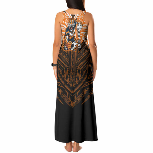 Custom Wests Tigers Tank Maxi Dress TigerWarrior Polynesia Islander Rugby Mascot