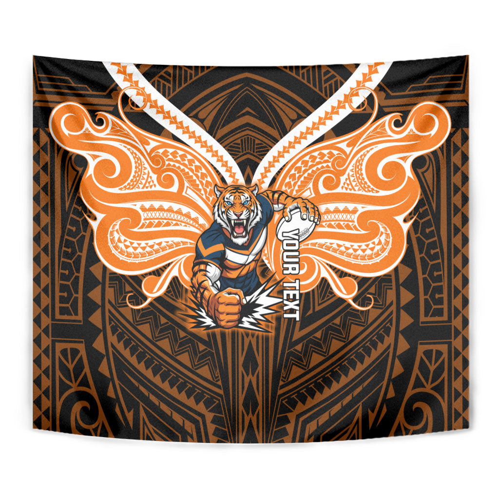 Custom Wests Tigers Tapestry TigerWarrior Polynesia Islander Rugby Mascot