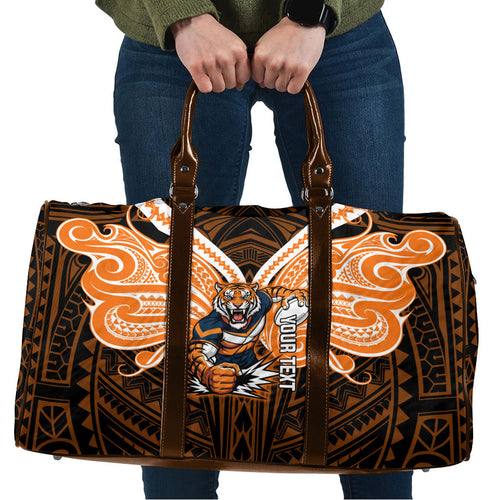 Custom Wests Tigers Travel Bag TigerWarrior Polynesia Islander Rugby Mascot