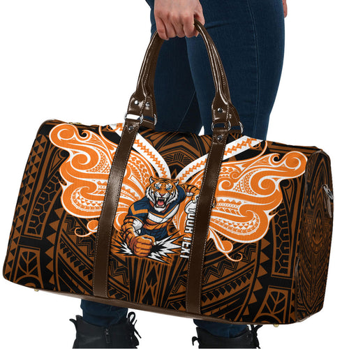 Custom Wests Tigers Travel Bag TigerWarrior Polynesia Islander Rugby Mascot