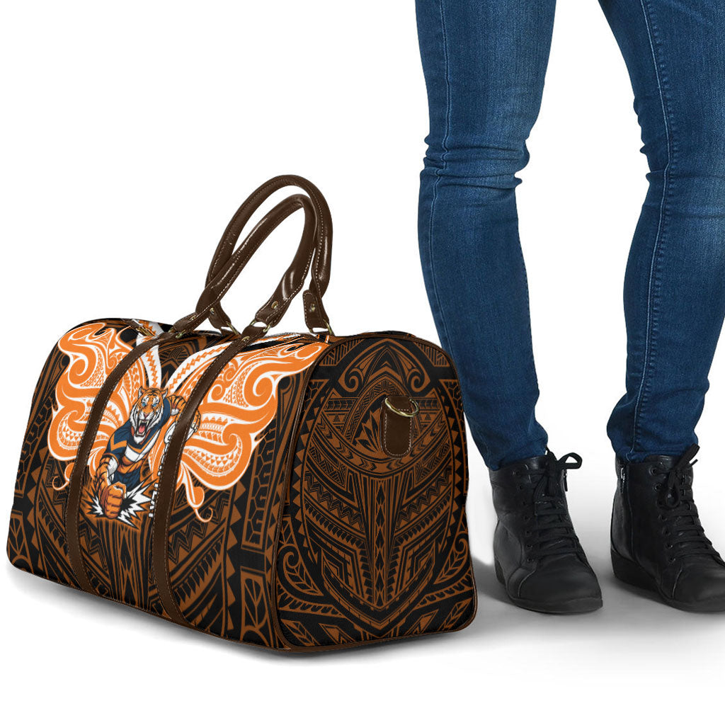 Custom Wests Tigers Travel Bag TigerWarrior Polynesia Islander Rugby Mascot