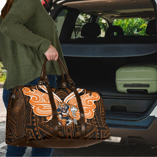 Custom Wests Tigers Travel Bag TigerWarrior Polynesia Islander Rugby Mascot