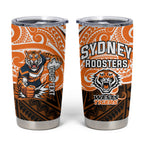 Custom Wests Tigers Tumbler Cup TigerWarrior Polynesia Islander Rugby Mascot
