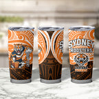 Custom Wests Tigers Tumbler Cup TigerWarrior Polynesia Islander Rugby Mascot