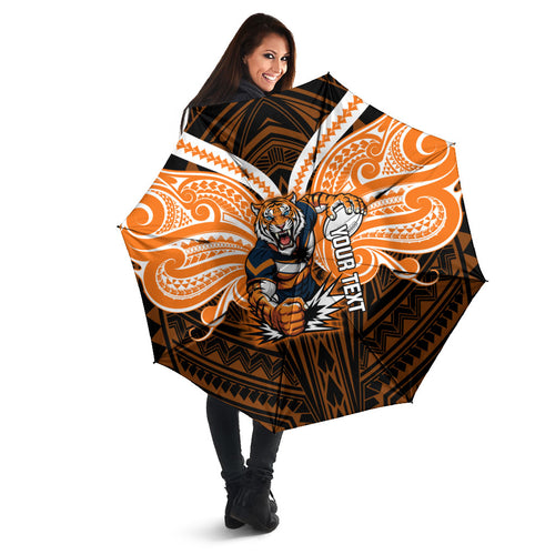 Custom Wests Tigers Umbrella TigerWarrior Polynesia Islander Rugby Mascot