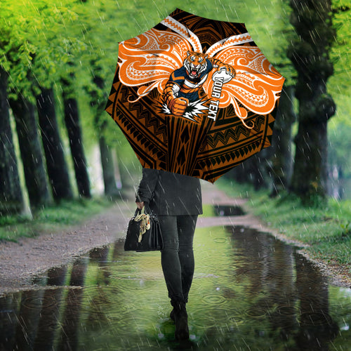 Custom Wests Tigers Umbrella TigerWarrior Polynesia Islander Rugby Mascot