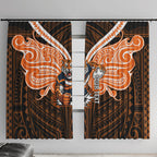 Custom Wests Tigers Window Curtain TigerWarrior Polynesia Islander Rugby Mascot