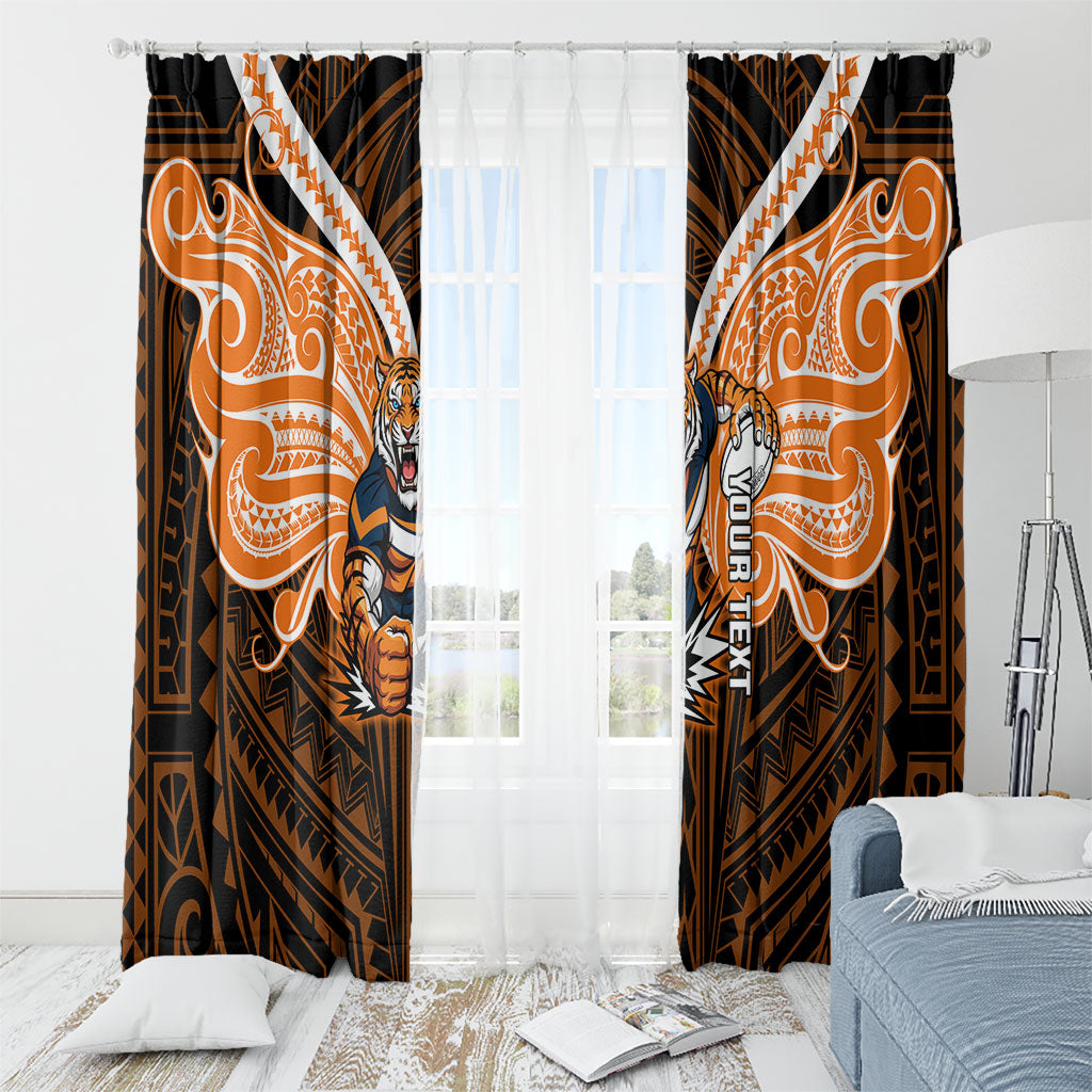 Custom Wests Tigers Window Curtain TigerWarrior Polynesia Islander Rugby Mascot