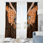Custom Wests Tigers Window Curtain TigerWarrior Polynesia Islander Rugby Mascot