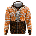 Custom Wests Tigers Zip Hoodie TigerWarrior Polynesia Islander Rugby Mascot