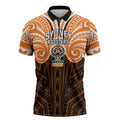 Custom Wests Tigers Zipper Polo Shirt TigerWarrior Polynesia Islander Rugby Mascot