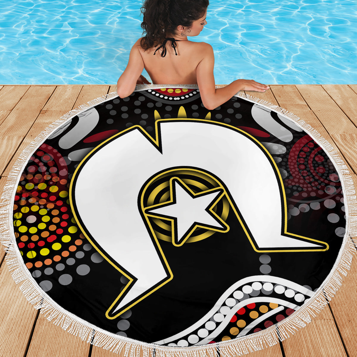 Torest Trait Islands Mix Aboriginal Pattern Beach Blanket