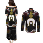Torest Trait Islands Mix Aboriginal Pattern Couples Matching Puletasi and Long Sleeve Button Shirt