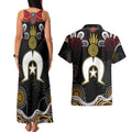 Torest Trait Islands Mix Aboriginal Pattern Couples Matching Tank Maxi Dress and Hawaiian Shirt