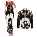 Torest Trait Islands Mix Aboriginal Pattern Couples Matching Tank Maxi Dress and Long Sleeve Button Shirt