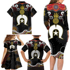 Torest Trait Islands Mix Aboriginal Pattern Family Matching Long Sleeve Bodycon Dress and Hawaiian Shirt