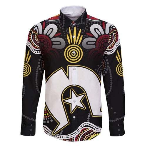 Torest Trait Islands Mix Aboriginal Pattern Family Matching Long Sleeve Bodycon Dress and Hawaiian Shirt