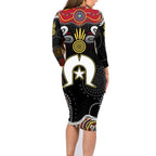 Torest Trait Islands Mix Aboriginal Pattern Family Matching Long Sleeve Bodycon Dress and Hawaiian Shirt