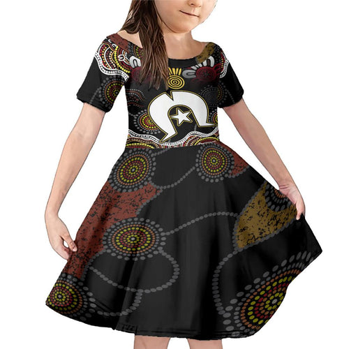 Torest Trait Islands Mix Aboriginal Pattern Family Matching Mermaid Dress and Hawaiian Shirt